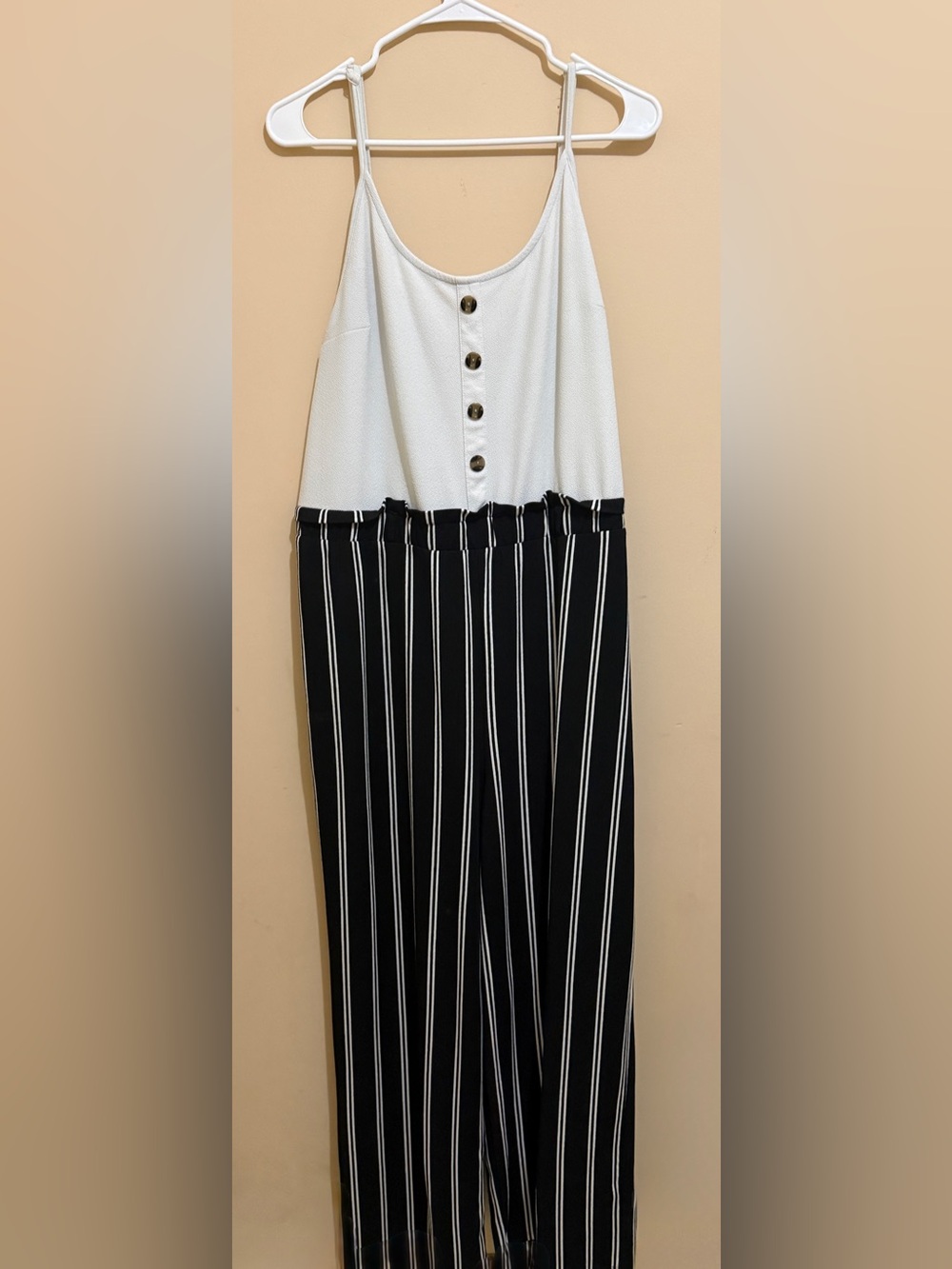 Women’s White and Pinstripe Pant Jumpsuit